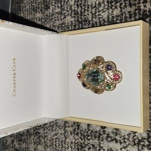 Charter Club Gold-Tone Crystal Statement Pin